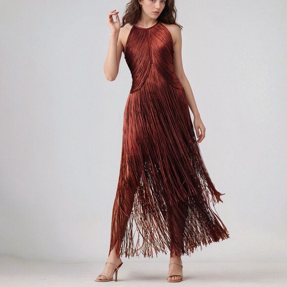 💃 DAZZLING Halter Neck Sleeveless Maxi Dress! - Picture 1 of 13